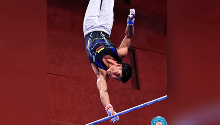 Camilo Vera, gimnasta cucuteño en el Mundial Juvenil 2025. 